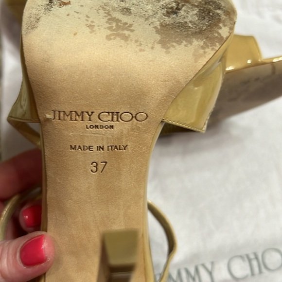 Jimmy Choo Beige Patent Leather Lance Strappy Sandals size 37 - Picture 5 of 11